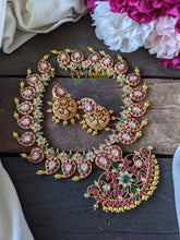 Precious Jadau Kundan Maanga Neckpiece ANTIQUE FINISH – Red-Green -J042